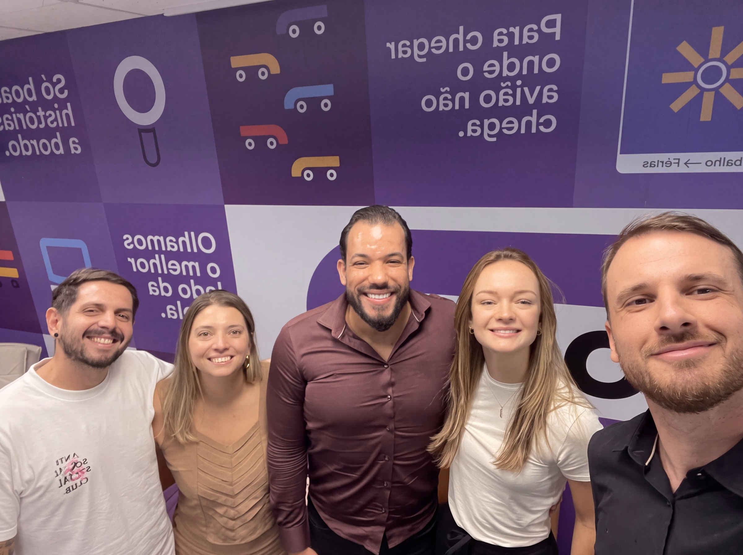 Team gathered with clients